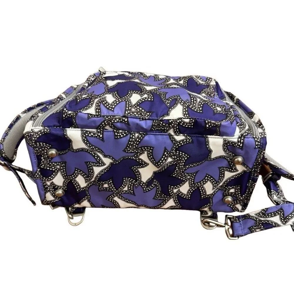 Ju-Ju-Be B.F.F. Diaper Bag Backpack in Lilac Lace Purple Leaf Print